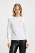 HUGO Blue Longsleeve Daliria met label-badge met happy hugo logo