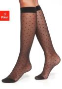 Lascana Fijne kniekousen met kleine stippen ontwerp (set, 3 paar)