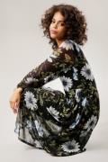 Aniston CASUAL Midi-jurk met grote bloemen- en bladprint