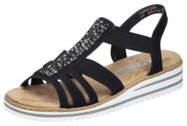 Rieker Sleehaksandaaltjes , zomerschoen, sandaal, sleehak, met elastie...