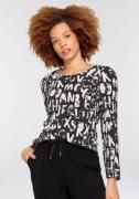 Boysen's Blouse zonder sluiting met opvallende letter alloverprint - n...