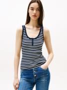 TOMMY JEANS T-shirt TJW SLIM HENLEY WAFFLE TANK