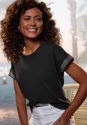 Lascana Shirt met korte mouwen Met glinsterend strass-ontwerp op de ar...
