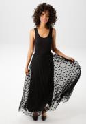 Aniston CASUAL Maxi-jurk met gestippeld mesh versierd rokdeel