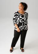 Aniston PLUS Shirt met lange mouwen met groot grafisch druk
