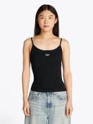 TOMMY JEANS Top met spaghettibandjes TJW SCRIPT STRAPPY TOP in riblook...