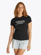 TOMMY JEANS T-shirt met logoprint op borsthoogte