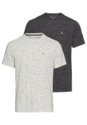 DELMAO T-shirt in hoogwaardige melange-look met subtiele logo-borduurs...