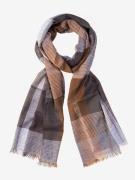 MONTI Sjaal gemaakt van lichte katoen, streep-karo-design, korte franj...