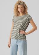 Vero Moda Shirt met ronde hals VMAVA PLAIN SS TOP STRIPE GA JRS NOOS