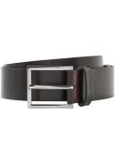 HUGO Leren riem Giaspo met logo-reliëf op de lus en rode naad