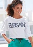 Elbsand Shirt met 3/4-mouwen met logoprint, katoenmix, losse pasvorm