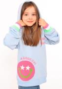 Zwillingsherz Hoodie Always Happy Kids met grote smiley en neonkleurig...