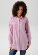 Aniston CASUAL Overhemdblouse van trendy mousseline-stof met ingeweven...