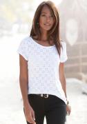 Lascana Strandshirt met geborduurde oogjes, t-shirt, shirt met korte m...