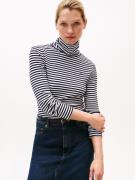 Tommy Hilfiger Shirt met lange mouwen SLIM 5X2 RIB ROLL-NK LS in een g...