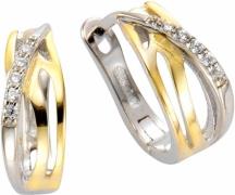 Firetti Oorringen Sieraad cadeau zilver 925 bicolor gebogen Ø ca. 14 m...