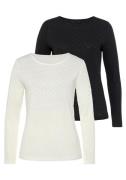 Vivance Shirt met lange mouwen Met modieus ajourpatroon (2-delig, Set ...