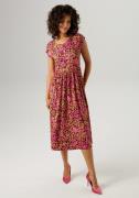 Aniston CASUAL Zomerjurk met kleurharmonieuze, grafische rozenprint