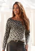 Lascana Gebreide trui met dierenprint, zachte damestrui met alloverpri...
