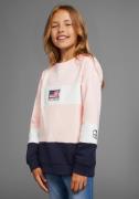 DELMAO Sweatshirt Colorblocking sweatshirt met logo-borduursel voor me...