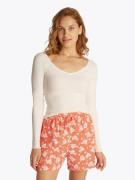 TOMMY JEANS Shirt met lange mouwen TJW SLIM VNECK GMD RIB LS met strik...