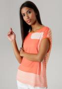 Aniston SELECTED Shirtblouse met gestreepte rug en overhangende schoud...