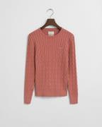 Gant Gebreide trui Stretch Cotton Cable C-Neck met logoborduursel op b...