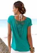 Lascana Strandshirt met kanten inzet, t-shirt, losse pasvorm, casual-c...