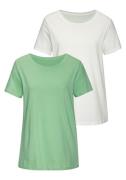 Vivance T-shirt Met modieuze contrastborduursel (Set van 2)