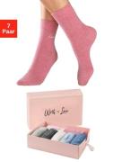 Lascana Basic sokken met hoogwaardig logoborduursel (box, 7 paar)