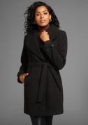 Laura Scott Wollen jas met reverskraag en riem (2-delig)