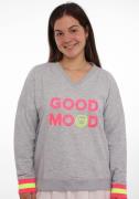 Zwillingsherz Sweatshirt met geborduurd smiley en "good mood"-inscript...