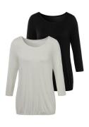 Vivance Shirt met 3/4-mouwen met elastische zoomrand (Set van 2)