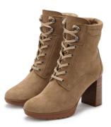 Lascana Highheel-laarsjes Hoge veterschoenen van leer, blokhak, platea...