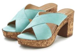 Lascana Slippers Mule, sandaal, open schoen van leer met blokhak