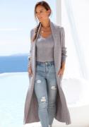 Lascana Lang vest met ribbrei-details en zakken, casual gebreide mante...