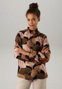 Aniston CASUAL Blouse zonder sluiting met aardkleurige, grootbladige p...