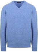 William Lockie Pullover Lamswol V Surf Mid Blue