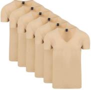 Suitable Vitaru T-Shirt Diepe V-Hals Beige 6-Pack