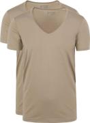 Slater 2-pack T-shirt V-hals Khaki