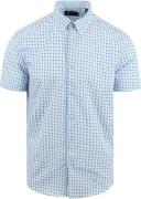 Suitable Short Sleeve Overhemd Print Blauw
