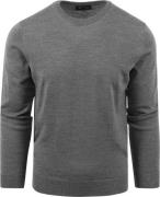 Suitable Merino Pullover Ronde Hals Antraciet