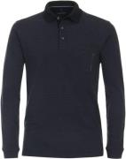 Casa Moda Longsleeve Polo Streep Navy