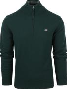 Gant Halfzip Wol Trui Logo Groen