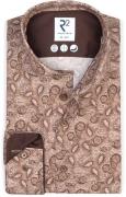 R2 Overhemd Stretch Paisley Beige