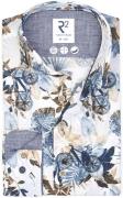 R2 Overhemd Extra Lange Mouwen Botanische Print Fiets Blauw