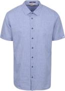 No Excess Short Sleeve Overhemd Linnen Blauw