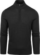 Suitable Merino Half Zip Trui Antraciet