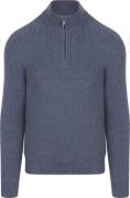 Suitable Half Zip Trui Wol Blend Donkerblauw